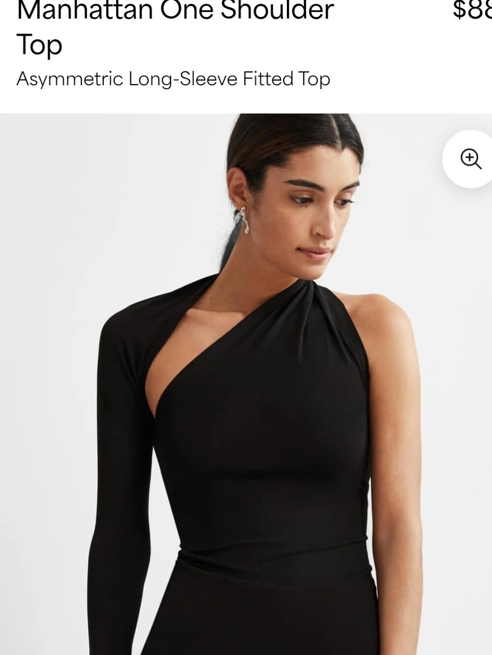 Marcella Manhattan One-Shoulder Black Top